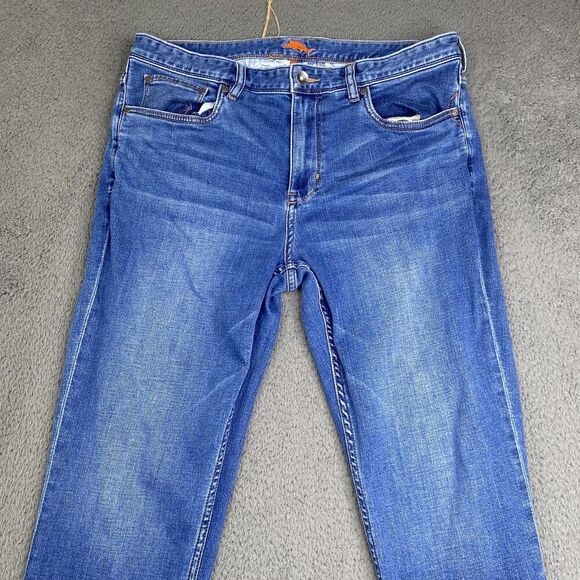 Tommy Bahama Jeans Mens 36x30 Blue Straight Leg Stretch Denim Pants Dolphin Logo - Picture 2 of 12